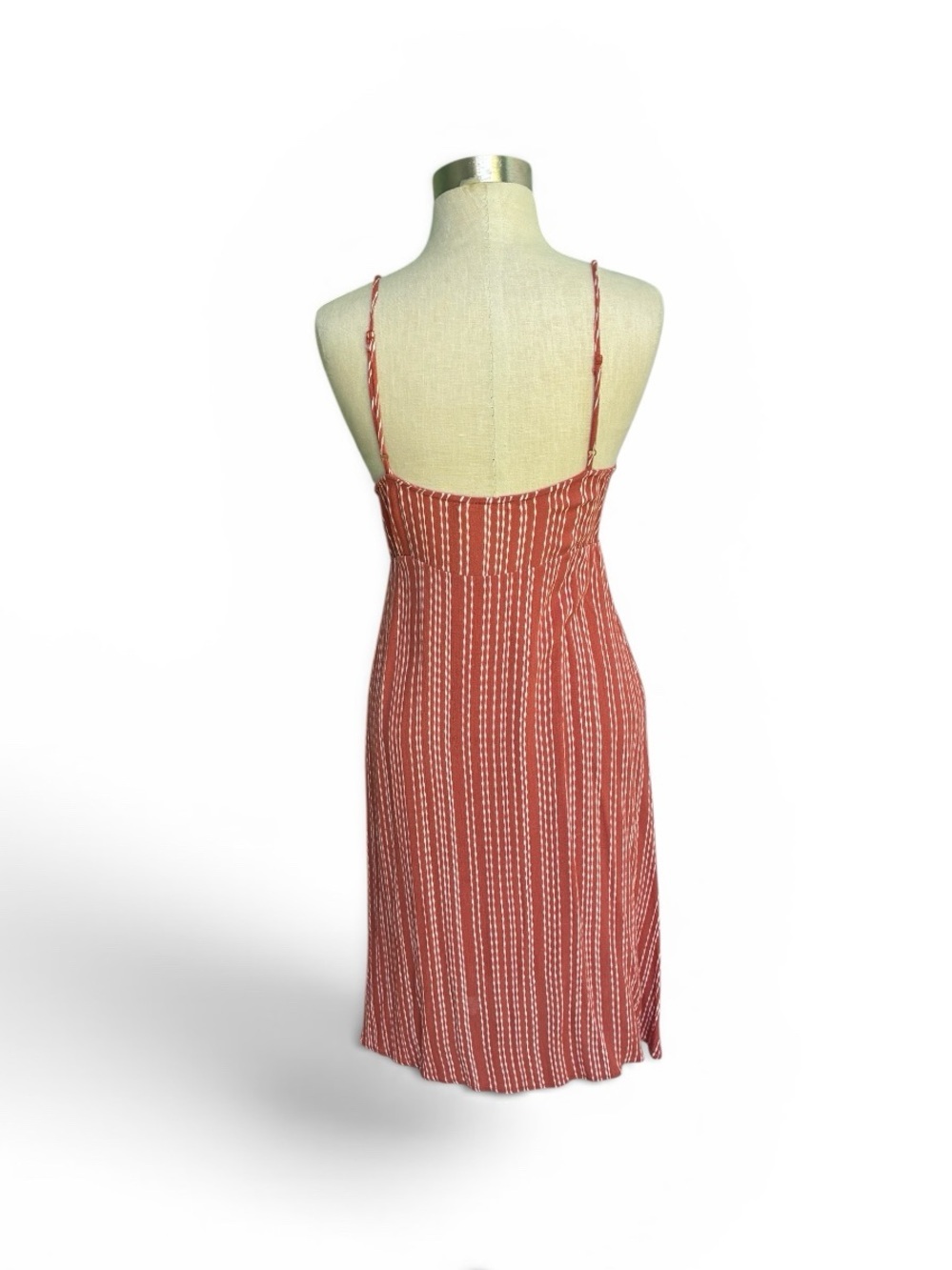 American Threads Boho Rust-White Striped Tie-Front Dress - Picture 6 of 9